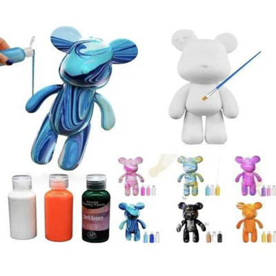 Флюидный медвежонок Punk Fluid Bear Bearbrick с красками, набор для творчества сделай сам DIY 23 см