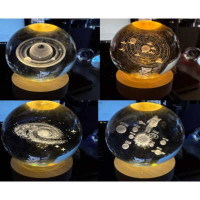 Декоративный ночник 3D хрустальный шар, диаметр шара 8cm