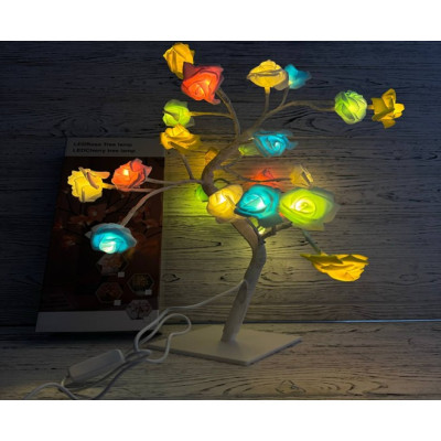 Лампа Led настольная Дерево цветная Роза USB