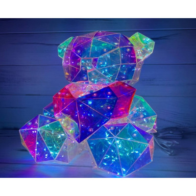 Светильник голографический 3D мишка с сердцем