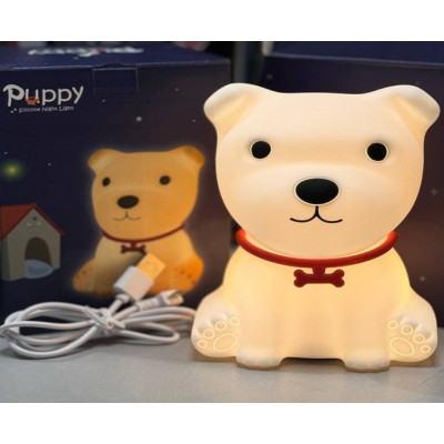 Детский силиконовый ночник светильник в виде собачки Щенок Puppy, белый