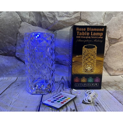 Настольная декоративная проекционная светодиодная сенсорная лампа-ночник RGB Crystal Rose Ambience