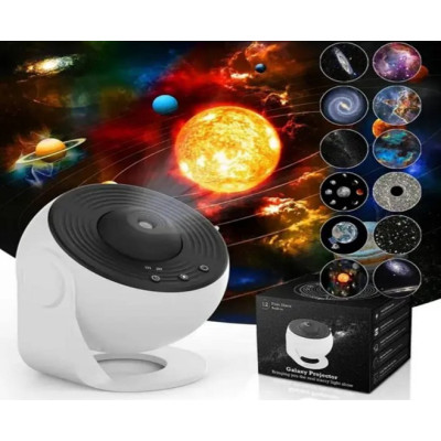 НЕТУ Ночник проектор звездного неба с вращением на 360° Galaxy Projector. Проектор с 12 космическими слайдами.