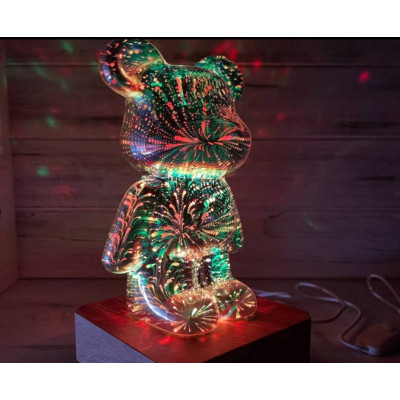 Проекционный светодиодный RGB светильник медведь фейерверк ночник 3D Мишка фейерверк 7 цветов