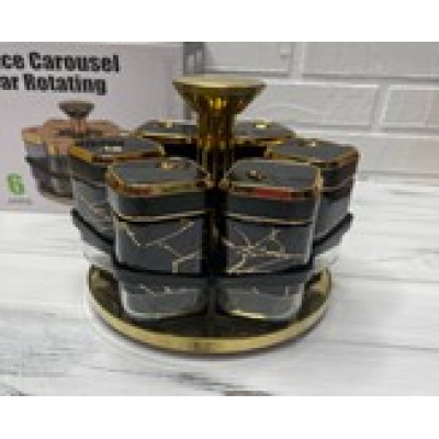 НЕТУ Органайзер для специй 6 банок Black-Gold