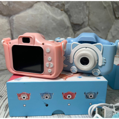 Цифровой детский фотоаппарат видеокамера котик Kidds GM-20 + Игра 2 камеры