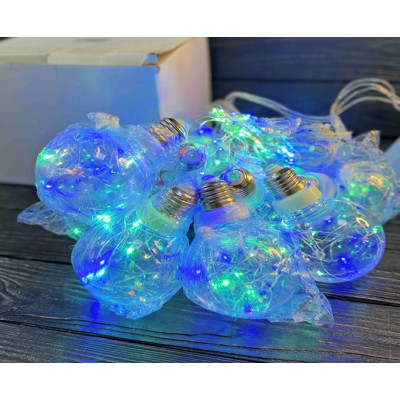 Гирлянда штора 200 LED (9015) 10 шариков по 8 см 