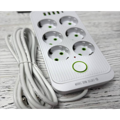 Удлинитель электрический (6*220V+4 USB+1 Type-C) 3m QL-1075
