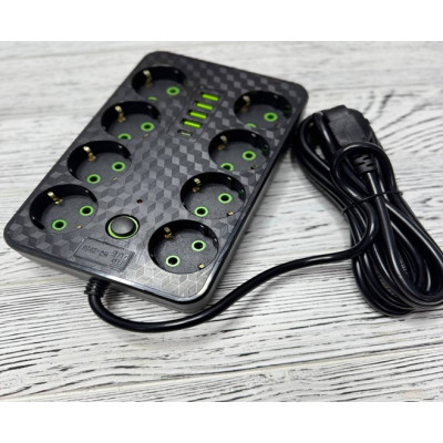 Удлинитель электрический 2500Вт 3м HG-2528 (6*220V+4 USB+1 Type-C)