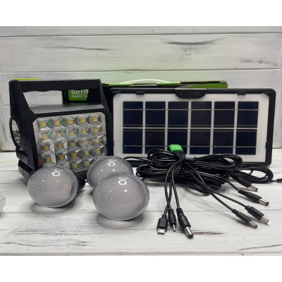 НЕТУ Многофункциональный LED фонарь GD-105 с солнечной панелью, 3 лампочки, powerbank