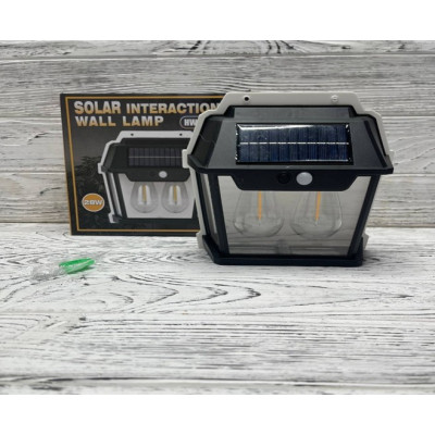 Фонарь с солнечной панелью 2 лампы +датчик