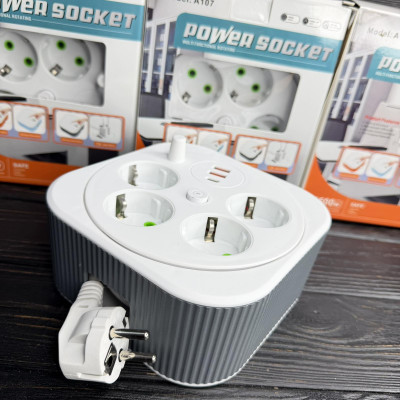 Сетевой удлинитель/фильтр/резветлитель (A107/PNS-05) (4м, LED, 4-220V, 2-USB, 1-PD (Type-C)