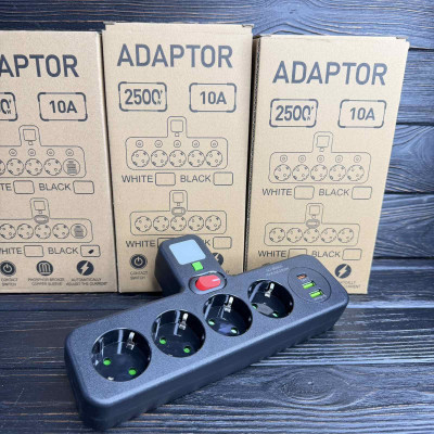 Сетевой фильтр/резветлитель (PNS-04/8625UL) (LED, 4-220V, 2-USB, 1-PD (Type-C) 